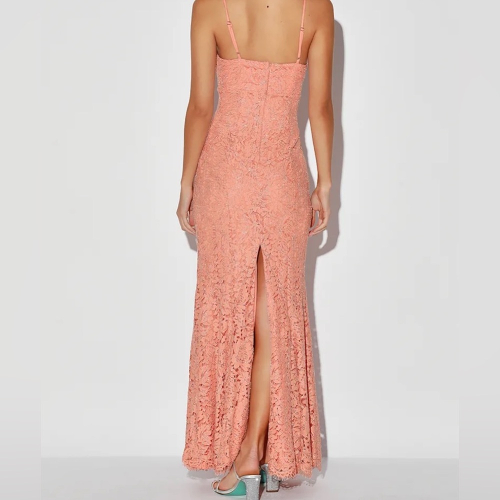 Lulu's Coral Lace Dress - Picture 3 of 9